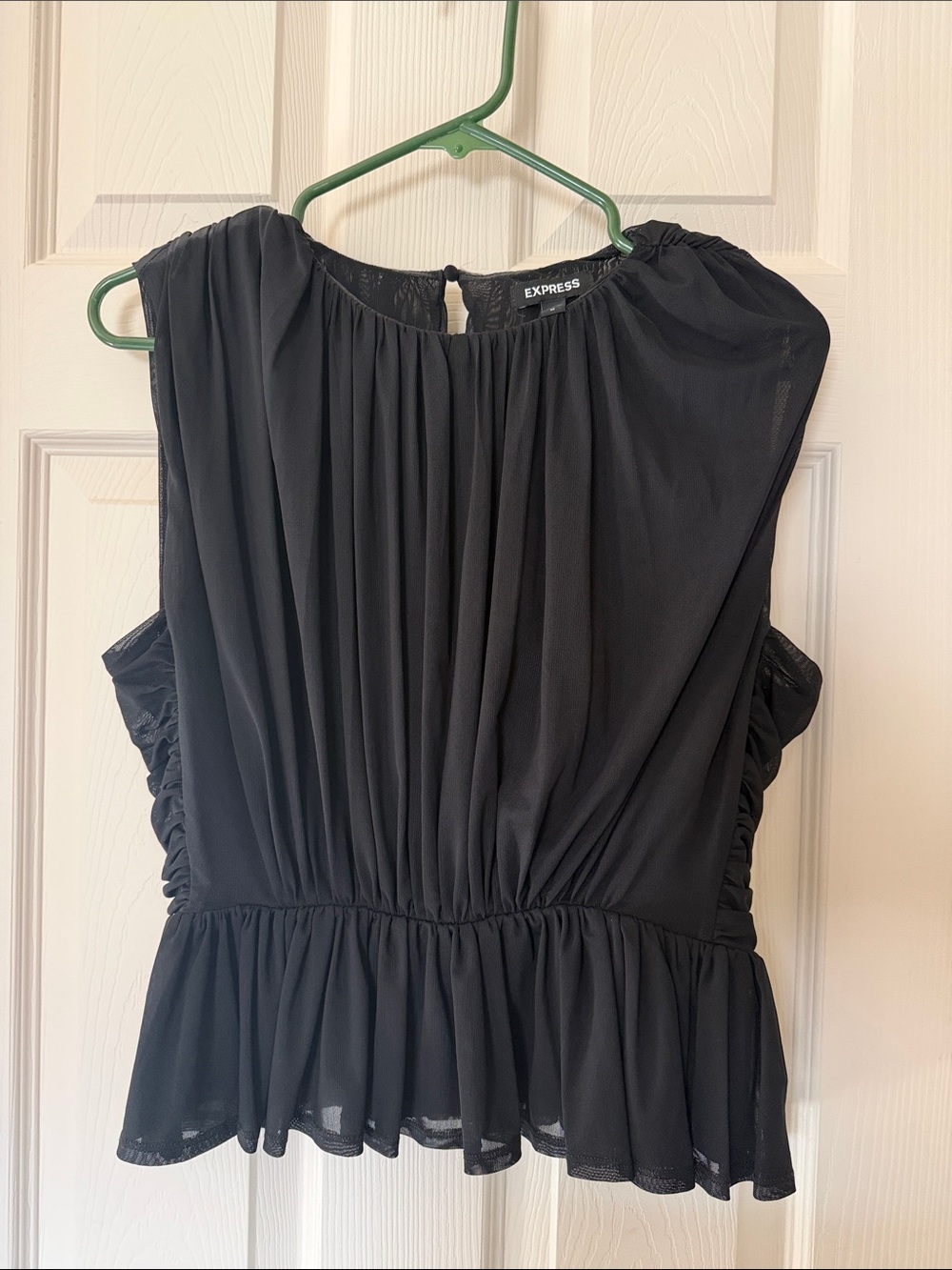 Express Black Sleeveless Ruffled Peplum Blouse
